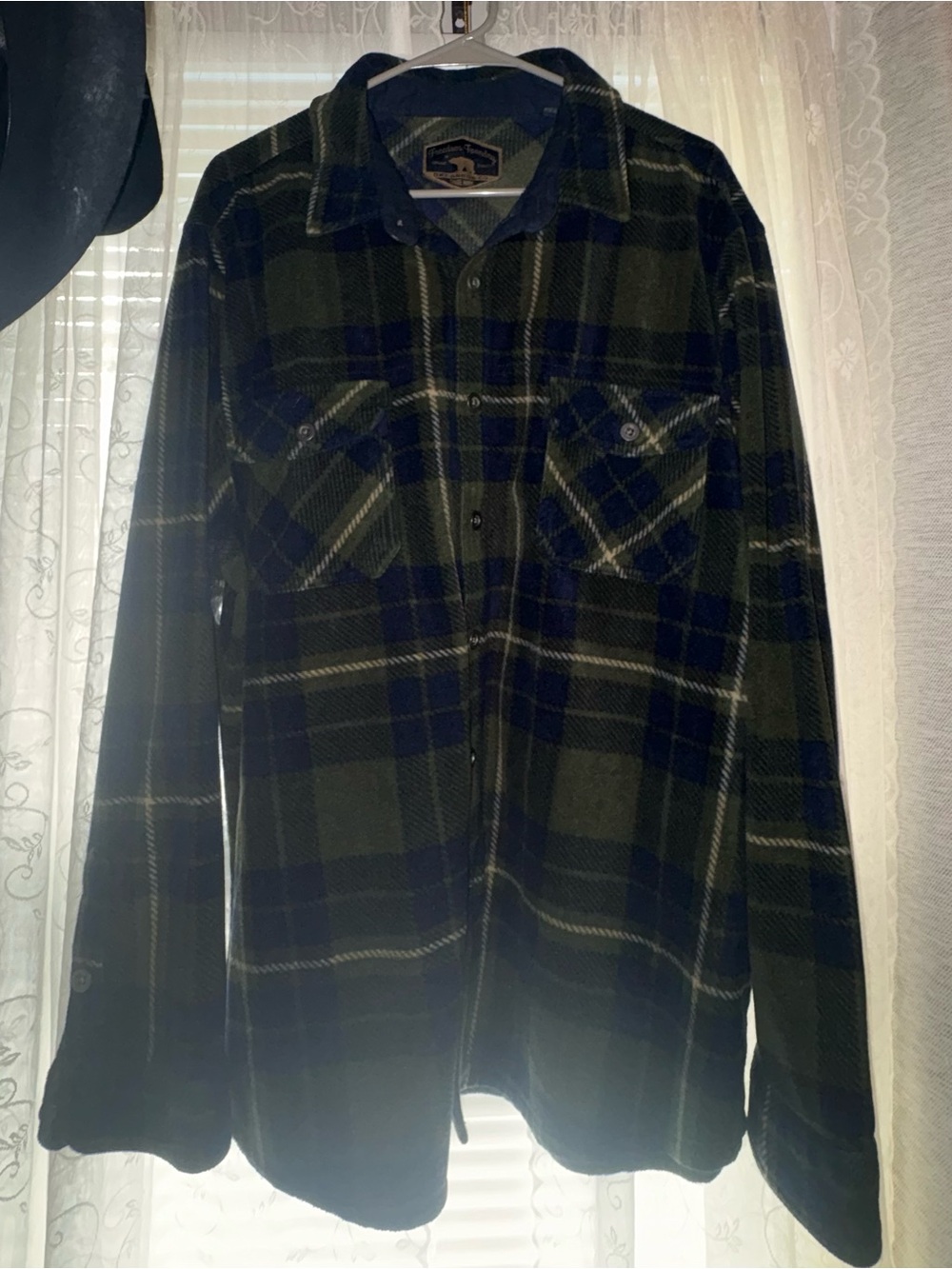 Men's Green Plaid Button-Up Flannel Shirt Jacket